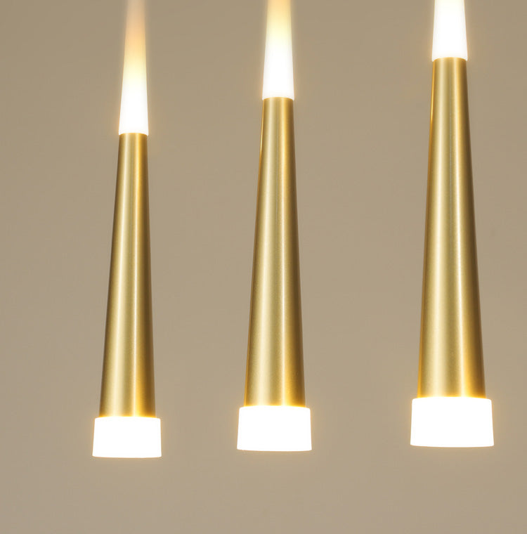 Diseño de Doble Doble Gold Luz Led Island Simplicidad contemporánea Cono Hanging Light para comedor