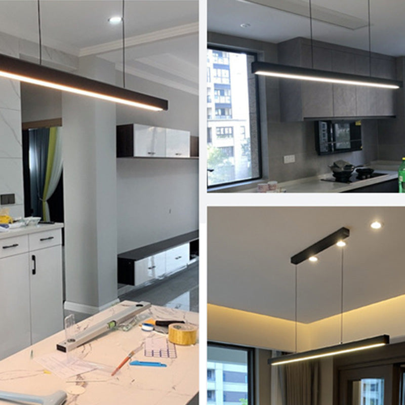 Luci di lampadari dell'isola lineare Simplicità Fissature di illuminazione lampadario in alluminio per tavolo da pranzo