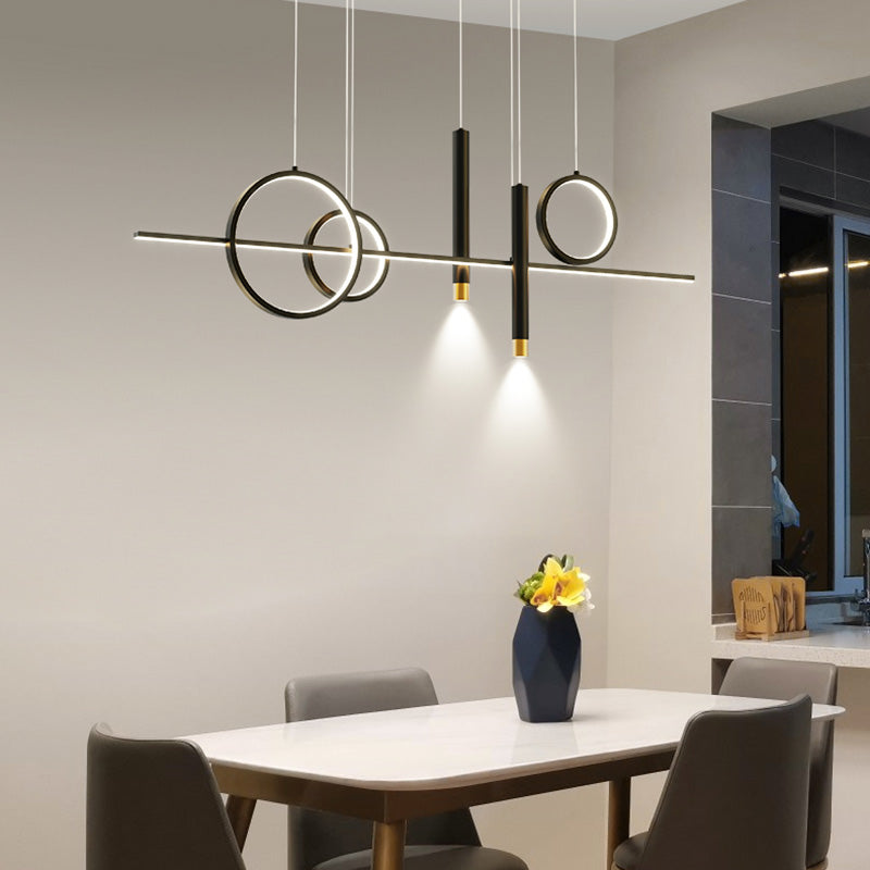 43.3" Length Minimalism LED Island Light Spotlight Design Nordic Style Aluminum Geometric Lines Hanging Light for Dining Room