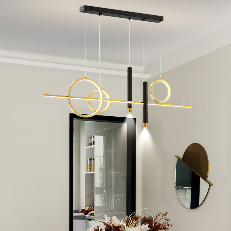 43.3" Length Minimalism LED Island Light Spotlight Design Nordic Style Aluminum Geometric Lines Hanging Light for Dining Room