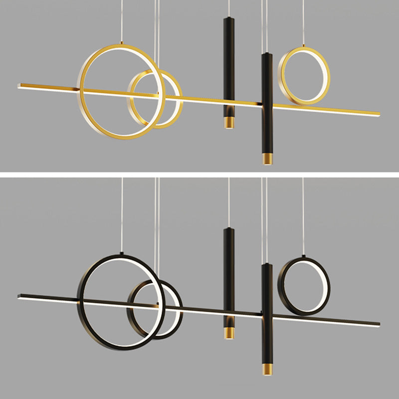 43.3" Length Minimalism LED Island Light Spotlight Design Nordic Style Aluminum Geometric Lines Hanging Light for Dining Room