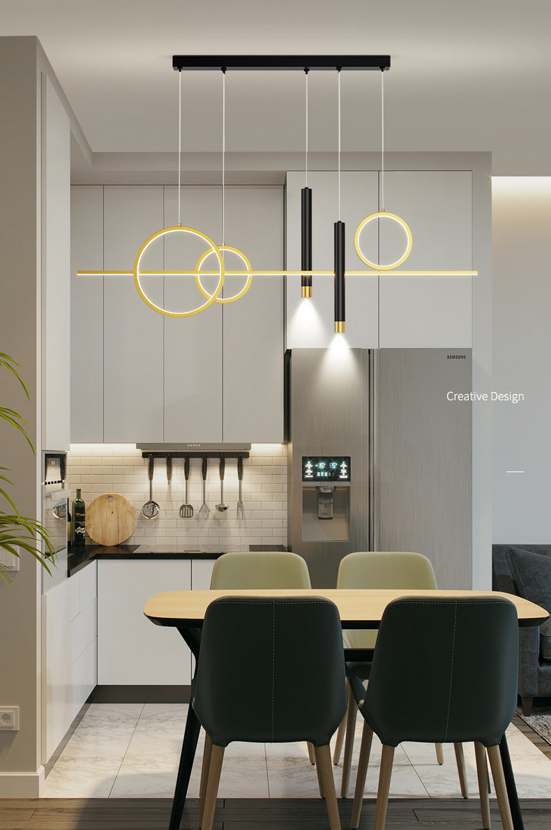 43.3" Length Minimalism LED Island Light Spotlight Design Nordic Style Aluminum Geometric Lines Hanging Light for Dining Room