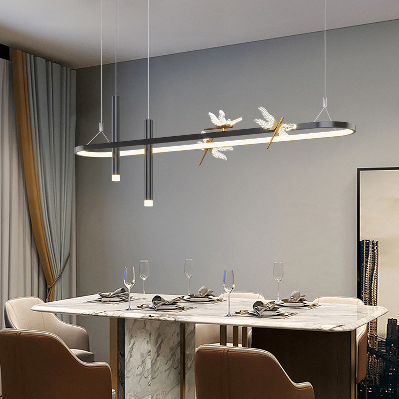 Modern Linear Ceiling Pendant Light Metal Island Pendant