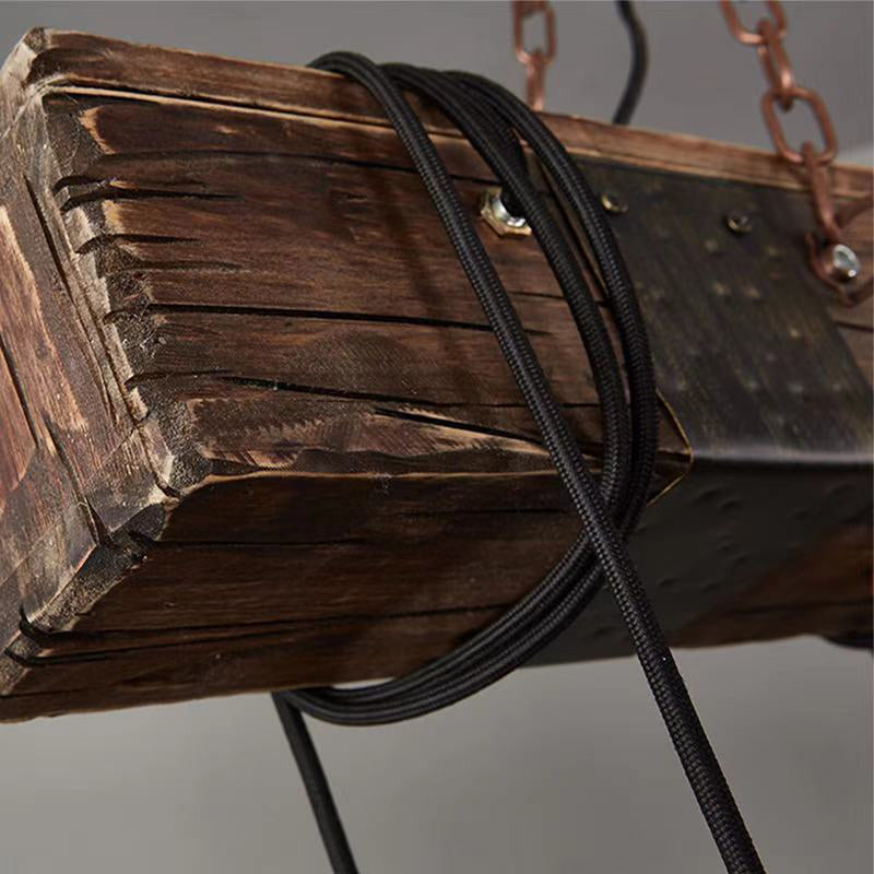 Bare Bulb Large Kitchen Pendant Lights Wood Rustic Island Light for Restaurant