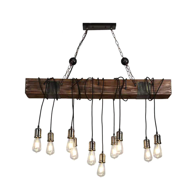 Bare Bulb Large Kitchen Pendant Lights Wood Rustic Island Light for Restaurant