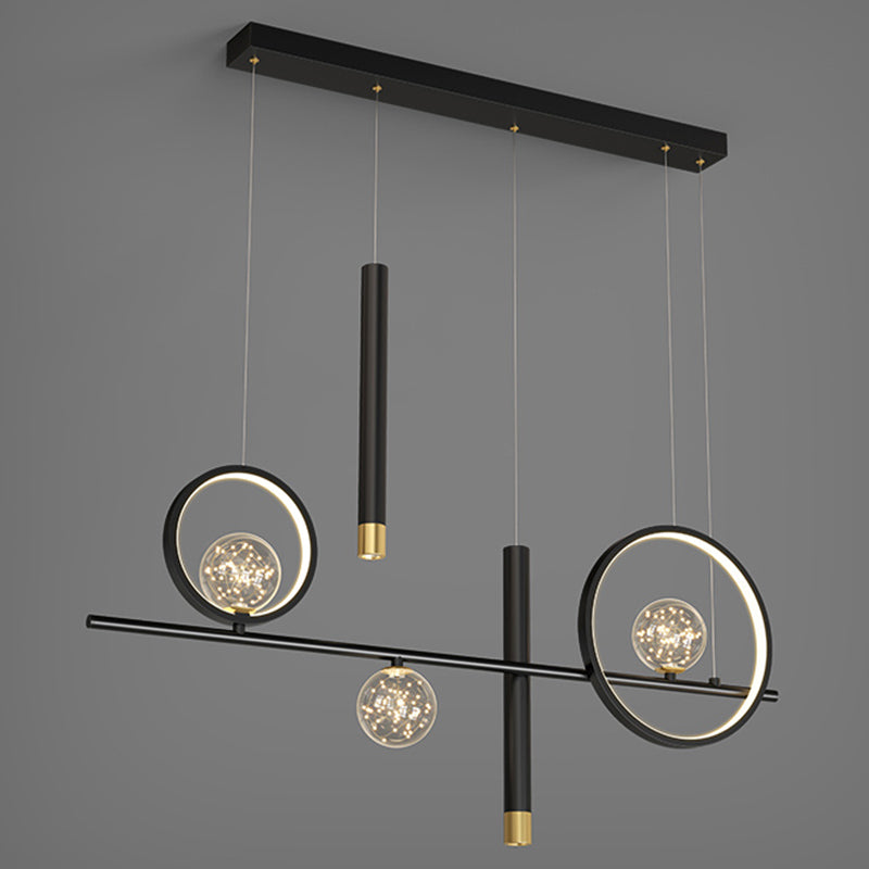 Modern Minimalist Minimalist Linear Isola Luci Luci in metallo Pla lampadario per soggiorno