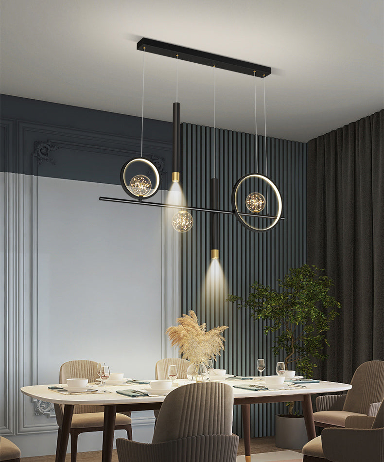 Modern Minimalist Minimalist Linear Isola Luci Luci in metallo Pla lampadario per soggiorno