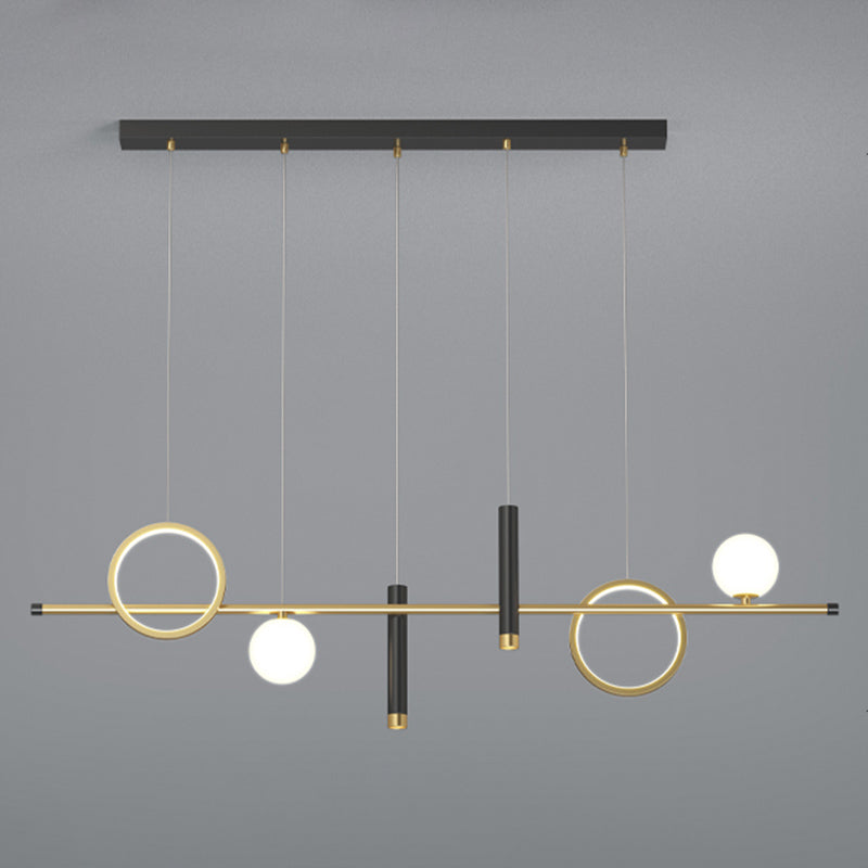 Geometric Lines Aluminum LED Island Light Post-modern Style Long Strip Lighting Fixture for Dining Room