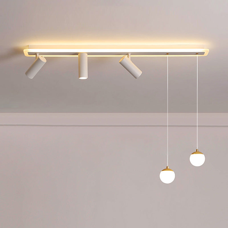 White Long-strip Minimalism LED Island Light Spotlight Design Contemporary Style Opal Glass Suspension Lamp for Dining Room