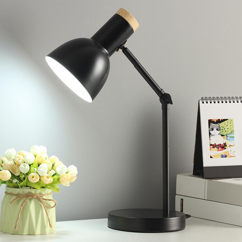 Swing Arm Table Light Macaron Iron 1 Bulb Kids Bedroom Night Lamp with Bell Shade
