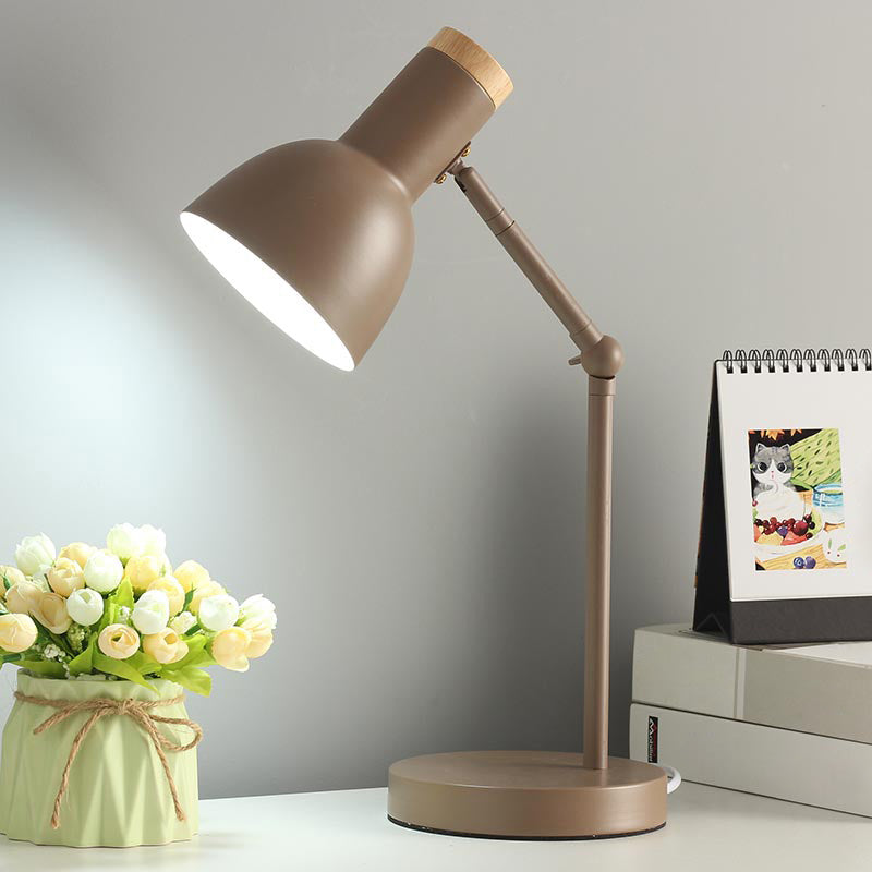 Swing Arm Table Light Macaron Iron 1 Bulb Kids Bedroom Night Lamp with Bell Shade
