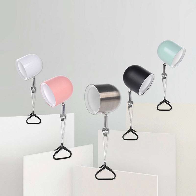 Macaron Style Bell Clamp-on Lamp Metal Bedroom LED Table Light with Adjustable Joint