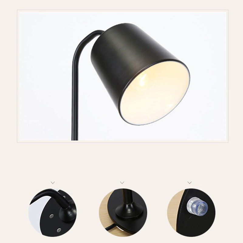 Libro di lettura da letto a 1-bulba Light Light Simplicity Night Table Lampada con tonalità in metallo affusolato