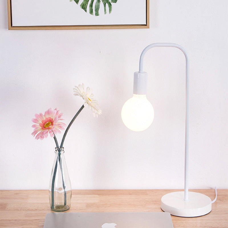 No Shade Design Table Light Simplicity Metal Single-Bulb Bedroom Night Stand Light