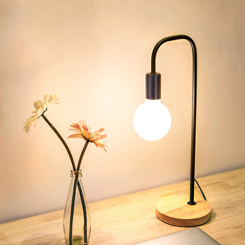 No Shade Design Table Light Simplicity Metal Single-Bulb Bedroom Night Stand Light