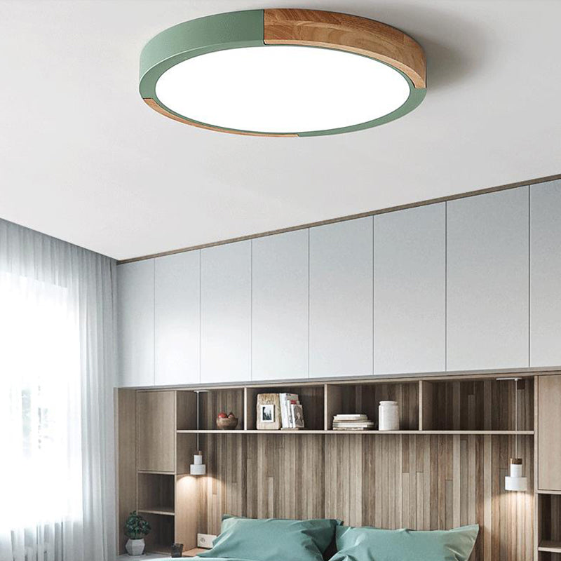 Circle Flush Mount Macaron Acrylic White/Pink/Yellow LED Ceiling Light Fixture in Warm/White Light, 16"/19.5" Wide
