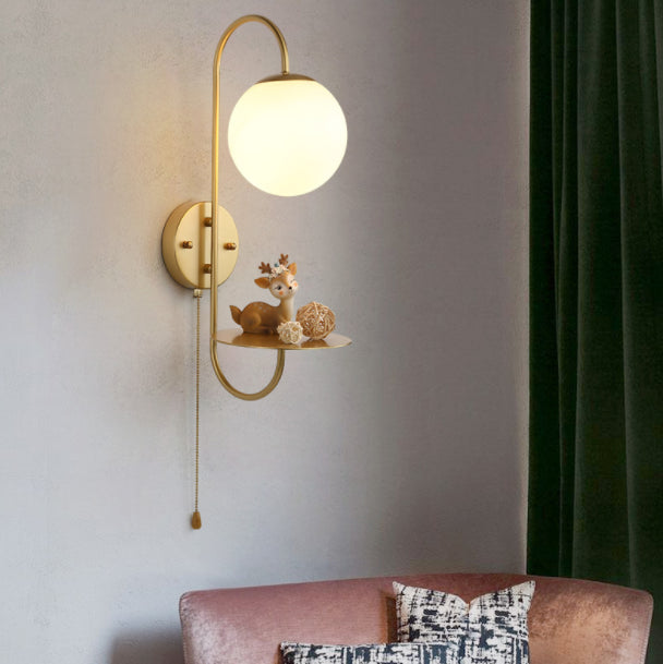 Modern Glass Wall Sconce Lighting Metal Gooseneck Wall Light for Bedroom