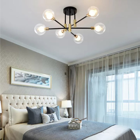 Global Living Room Semi Flush Mount Ceiling Light Glass Simple Ceiling Lighting in Black