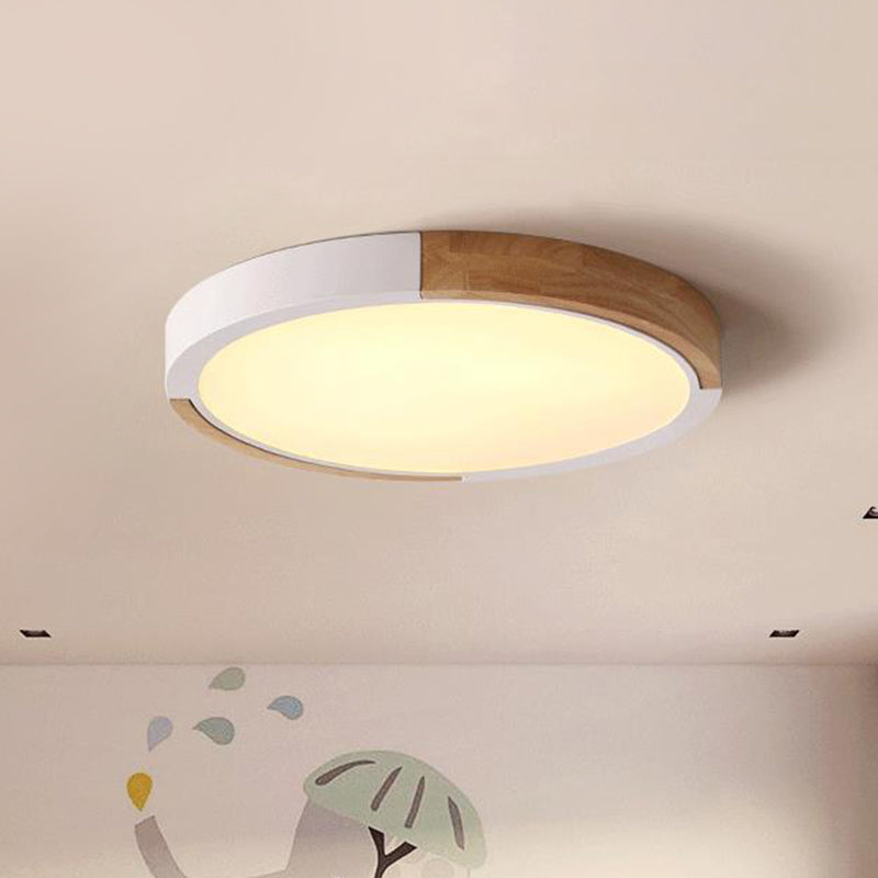 Circle Flush Mount Macaron Acrylic White/Pink/Yellow LED Ceiling Light Fixture in Warm/White Light, 16"/19.5" Wide