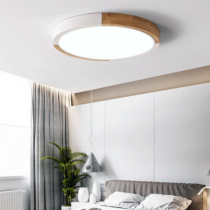 Circle Flush Mount Macaron Acrylic White/Pink/Yellow LED Ceiling Light Fixture in Warm/White Light, 16"/19.5" Wide