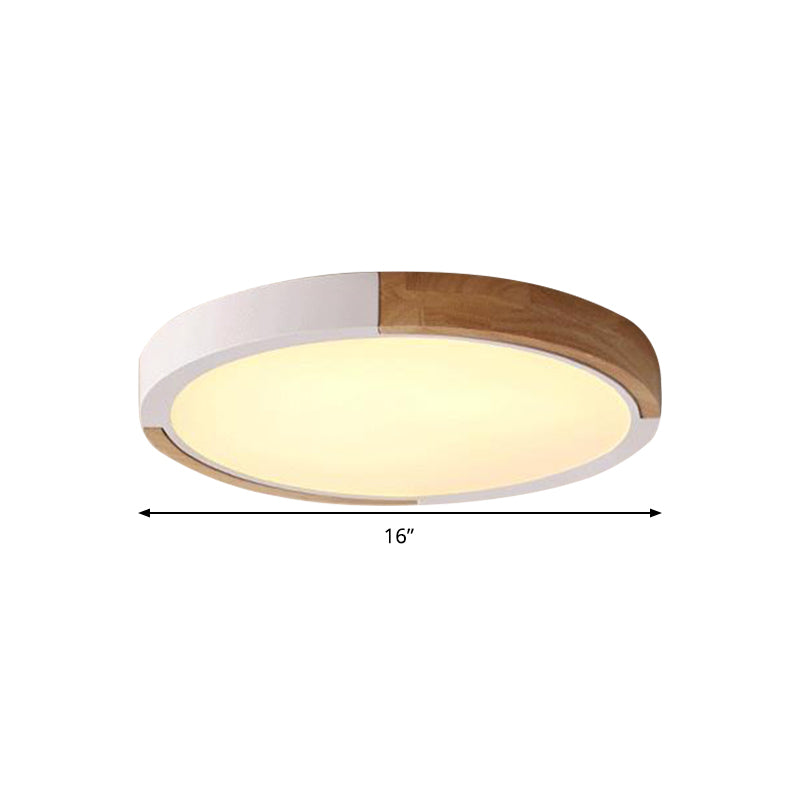 Circle Flush Mount Macaron Acrylic White/Pink/Yellow LED Ceiling Light Fixture in Warm/White Light, 16"/19.5" Wide