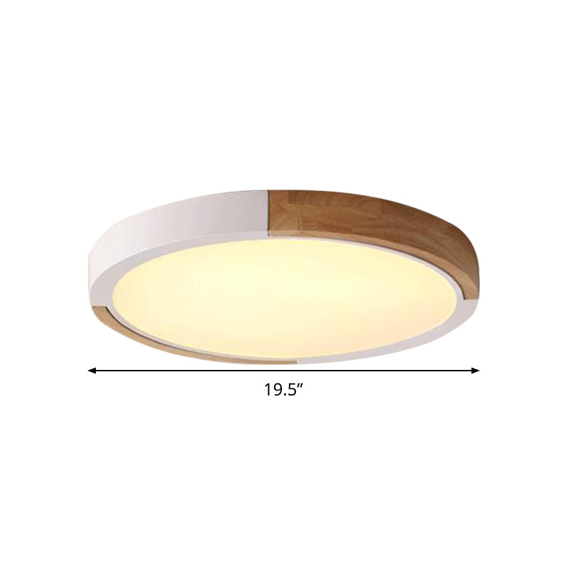 Circle Flush Mount Macaron Acrylic White/Pink/Yellow LED Ceiling Light Fixture in Warm/White Light, 16"/19.5" Wide