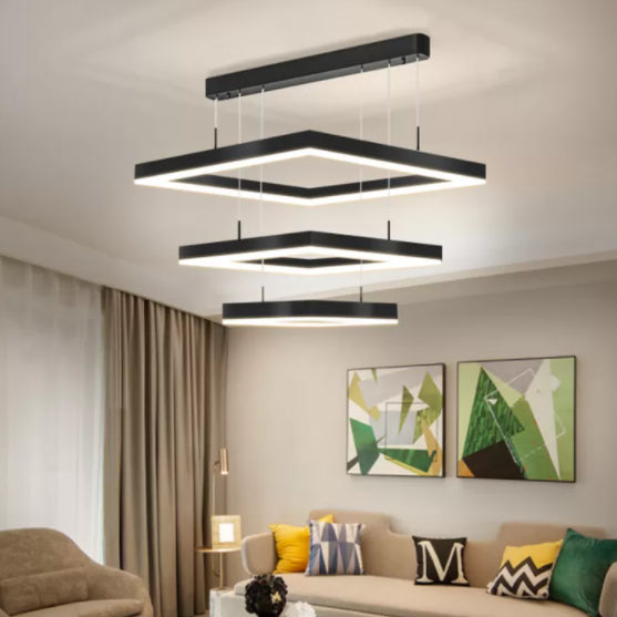 Modern Minimalist Style Multiple Squares Pendant Lighting Fixtures Metal Pendant Light Kit