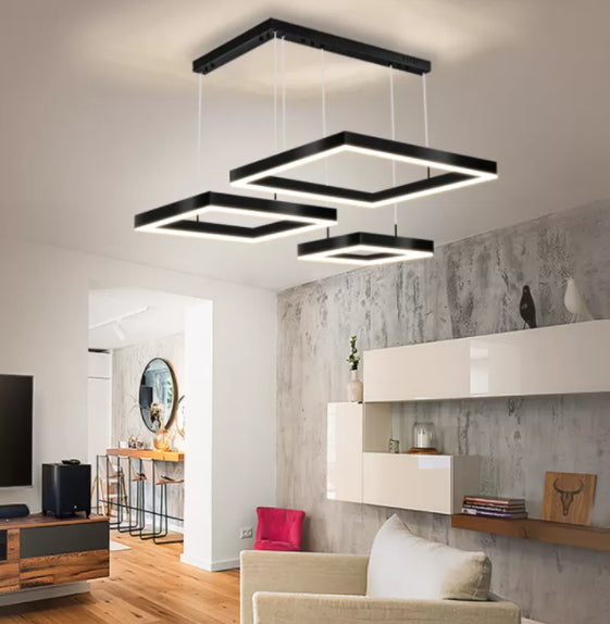 Modern Minimalist Style Multiple Squares Pendant Lighting Fixtures Metal Pendant Light Kit