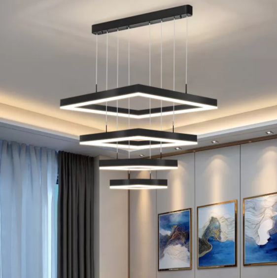 Modern Minimalist Style Multiple Squares Pendant Lighting Fixtures Metal Pendant Light Kit