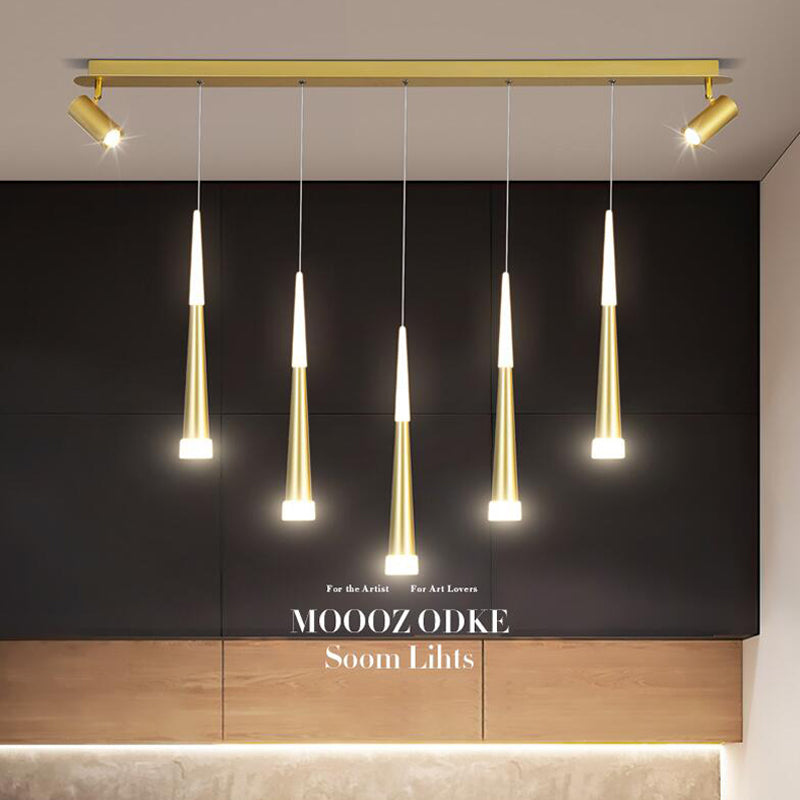 Diseño de Doble Doble Gold Luz Led Island Simplicidad contemporánea Cono Hanging Light para comedor