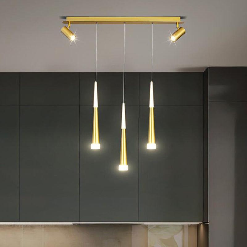 Diseño de Doble Doble Gold Luz Led Island Simplicidad contemporánea Cono Hanging Light para comedor