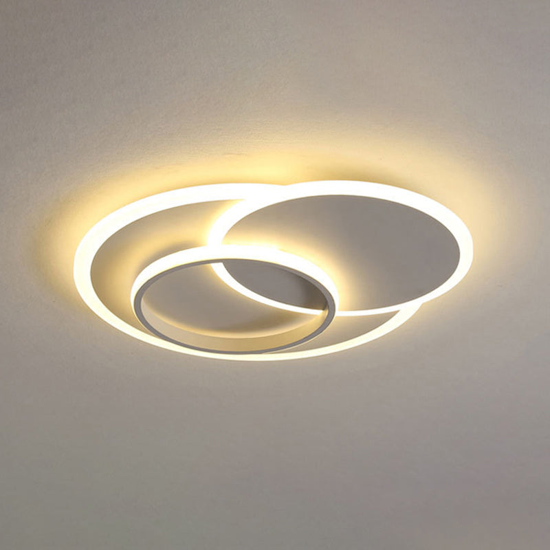 Lámpara de techo LED blanca de 19 "/ 23" de ancho para dormitorio acrílico con luz empotrada simple, luz blanca/cálida/atenuación continua con control remoto