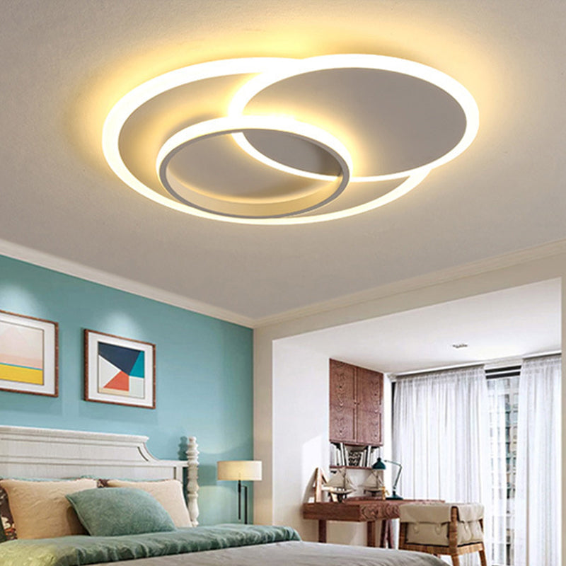 Simple Flush Mount Light Acrylic Bedroom 19"/23" Wide White LED Ceiling Lamp, Warm/White Light/Remote Control Stepless Dimming