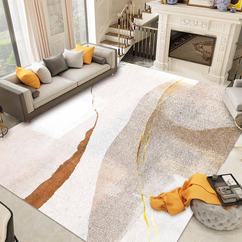 Light Color Simple Area Carpet Polyester Abstract Art Indoor Rug Anti-Slip Backing Carpet for Living Room