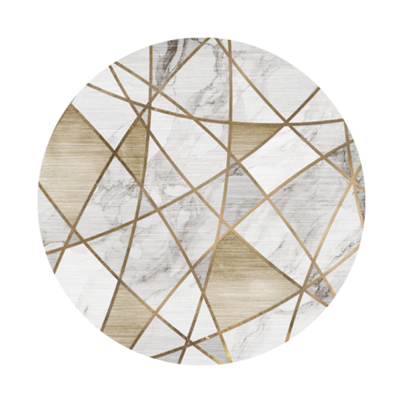 Round Solid Color Modern Rug Polyester Abstract Lines Pattern Area Rug Non-Slip Backing Carpet for Home Decoration