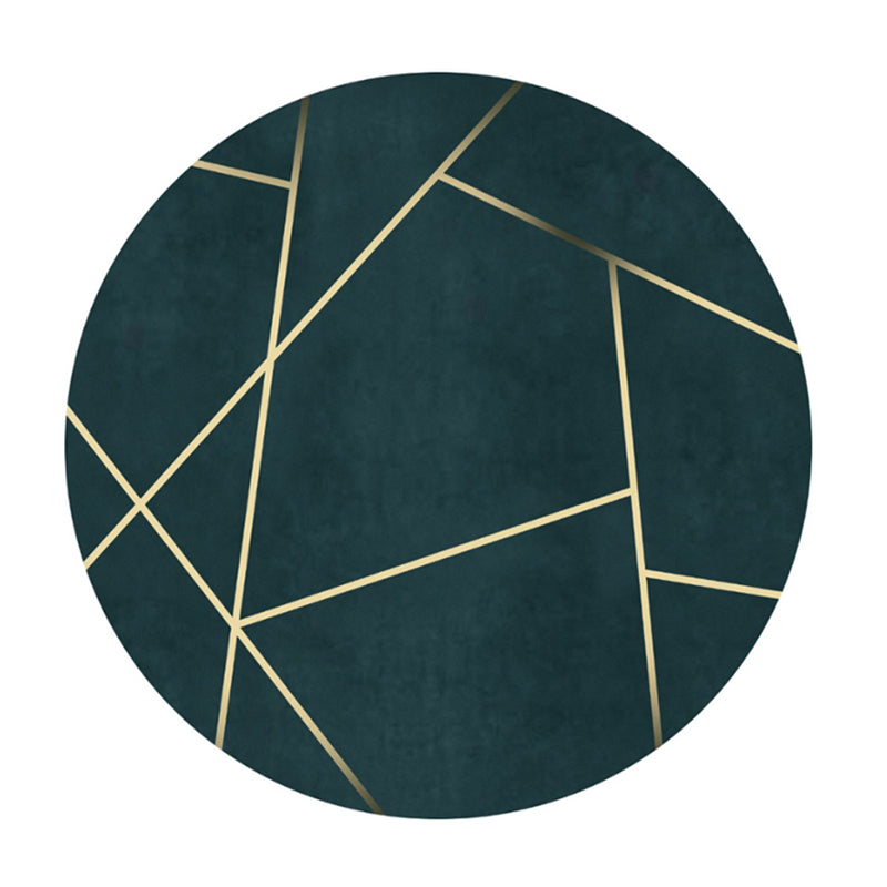 Round Solid Color Modern Rug Polyester Abstract Lines Pattern Area Rug Non-Slip Backing Carpet for Home Decoration