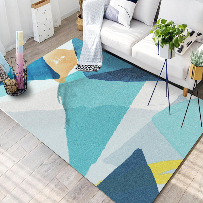 Color Mixed Triangle Print Rug Polyester Contemporary Anti-Slip Backing Indoor Rug for Living Room