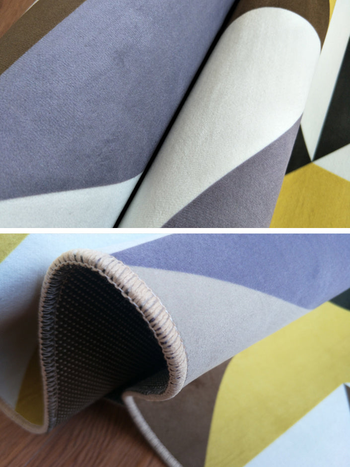 Color Mixed Triangle Print Rug Polyester Contemporary Anti-Slip Backing Indoor Rug for Living Room