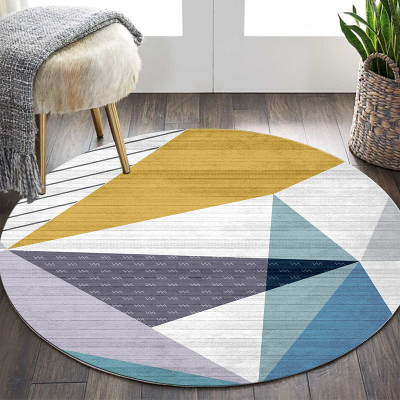 Minimalist Geometric Printed Rug Color Mixed Polyester Area Carpet Non-Slip Backing Rug for Living Room