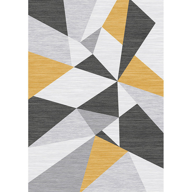 Grey Tone Modern Indoor Rug Polyester Geometric Print Carpet Easy Care Rug for Home Decoration