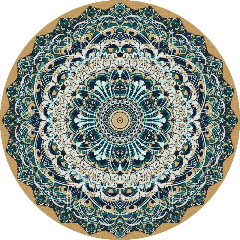 Multi-Farb-Blumendruck Teppich Victorian Marokcan Round Area Teppich Polyester Anti-Rutsch-Rücken Teppich für Wohnkultur