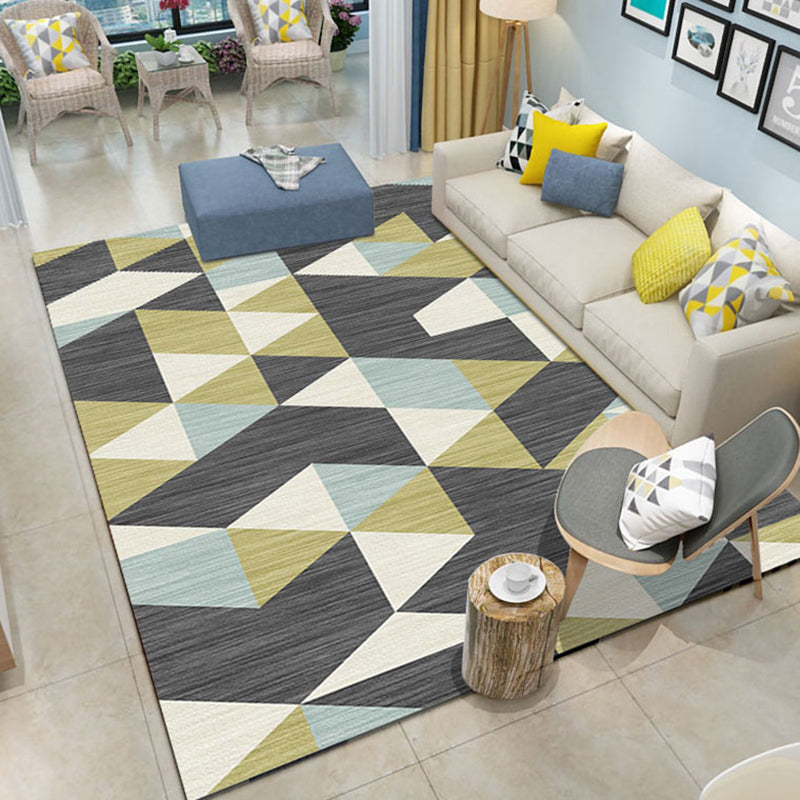 Multicolor Simple Area Carpet Polyester Geometric Pattern Indoor Rug Anti-Slip Backing Carpet for Living Room
