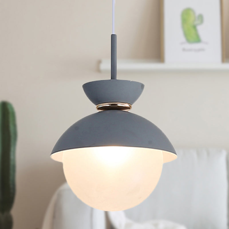 Flared Pendant Lighting Macaron Metal 1 Light Gray/Blue/Pink Hanging Ceiling Light for Dining Room