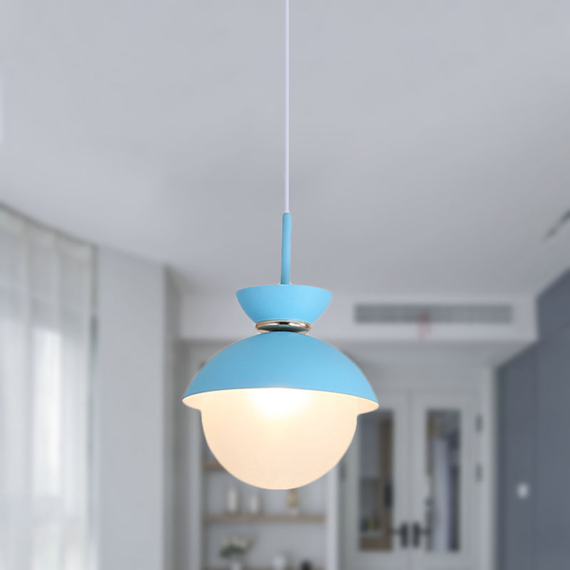 Flared Pendant Lighting Macaron Metal 1 Light Gray/Blue/Pink Hanging Ceiling Light for Dining Room