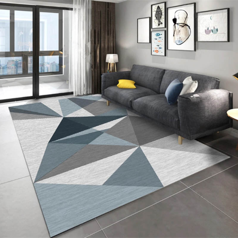 Grey-Brown Tone Modern Area Rug Polyester Triangle Print Rug Non-Slip Backing Indoor Rug for Living Room