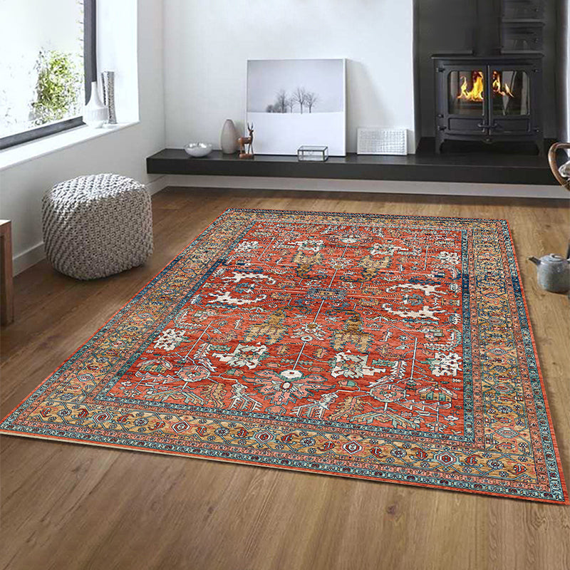 Classic Floral Design Indoor Rug Shabby Chic Distressed Carpet Polyester Non-Slip Backing Area Rug for Home Decor
