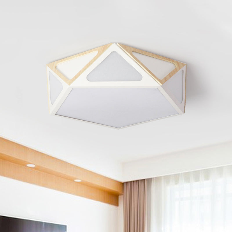 Geometrisch spoellicht Modern acryl wit/roze/geel LED plafond gemonteerd armatuur in warm/wit licht, 16 "/19,5" breed