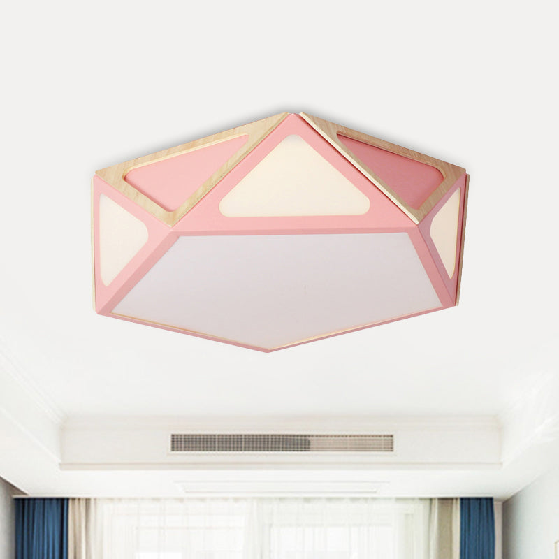Geometrisch spoellicht Modern acryl wit/roze/geel LED plafond gemonteerd armatuur in warm/wit licht, 16 "/19,5" breed