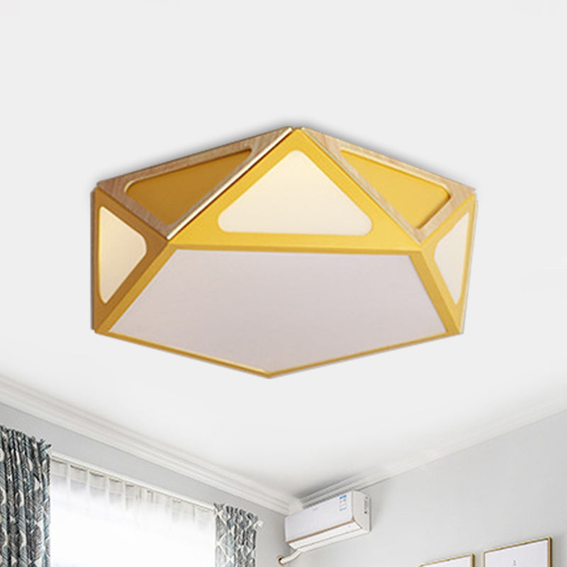 Geometrisch spoellicht Modern acryl wit/roze/geel LED plafond gemonteerd armatuur in warm/wit licht, 16 "/19,5" breed