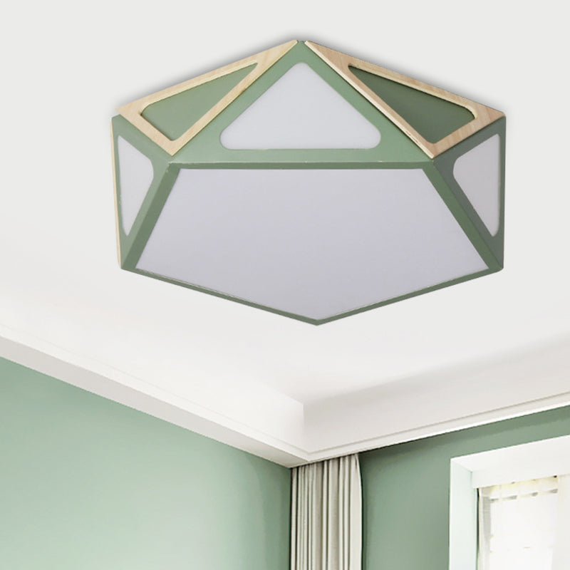 Geometrisch spoellicht Modern acryl wit/roze/geel LED plafond gemonteerd armatuur in warm/wit licht, 16 "/19,5" breed